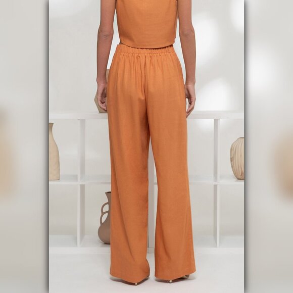 (SET) Moon River Sleeveless Round Neck Crop Top and High Waist Wide Leg Pants - Picture 9 of 10